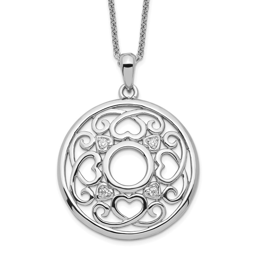 Sterling Silver Sentimental Expressions Rhodium-Plated Cz Wisdom Of Friendship 18In. Necklace
