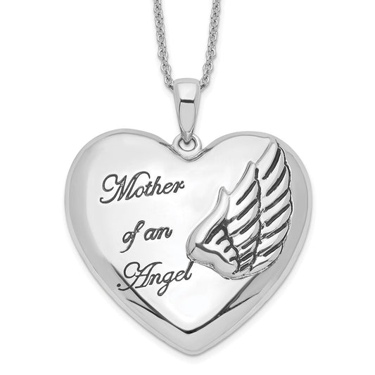Sterling Silver Sentimental Expressions Rhodium-Plated And Antiqued Mother Of An Angel 18 Inch Necklace