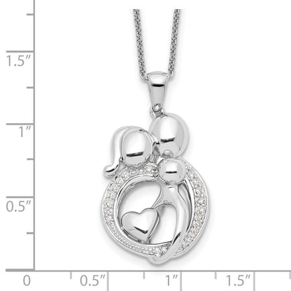 Sterling Silver Sentimental Expressions Rhodium-Plated Cz Family Of 3 Gathering 18In. Necklace
