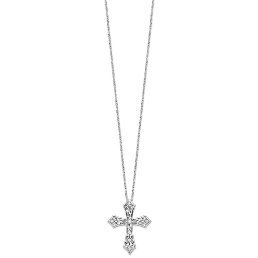 Sterling Silver Sentimental Expressions Rhodium-Plated Cz I Still Believe 18In. Necklace