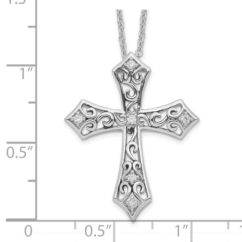 Sterling Silver Sentimental Expressions Rhodium-Plated Cz I Still Believe 18In. Necklace