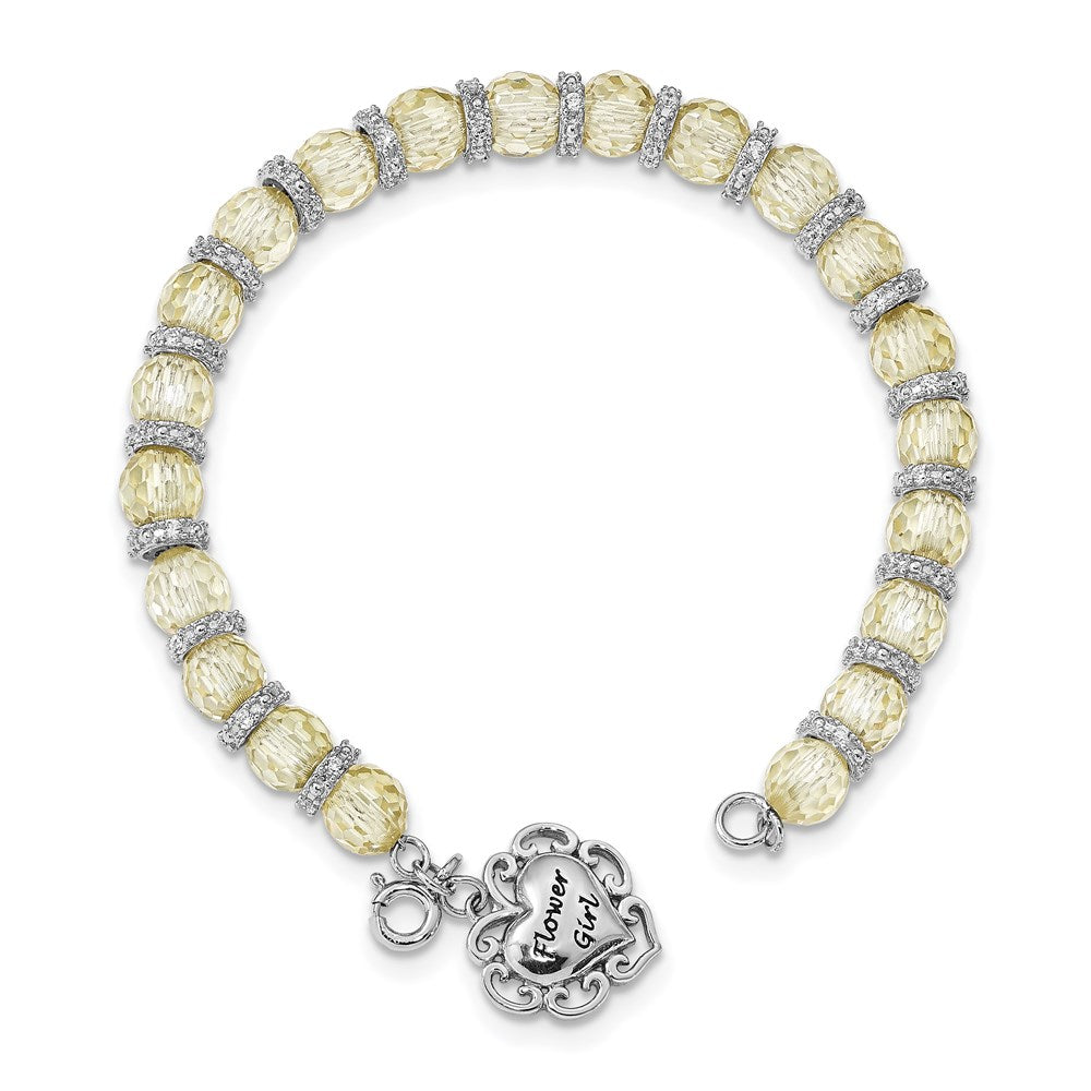 6.25 Inch Sentimental Expressions Sterling Silver Rhodium-Plated Cz Antiqued Flower Girl 6In. Bracelet