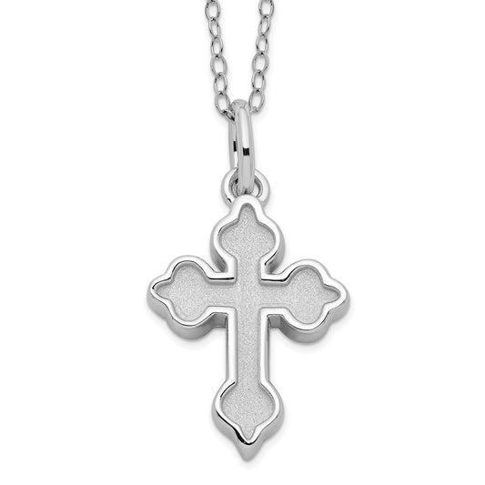 Sterling Silver Sentimental Expressions Rhodium-Plated Matted Cross Ash Holder 18 Inch Necklace