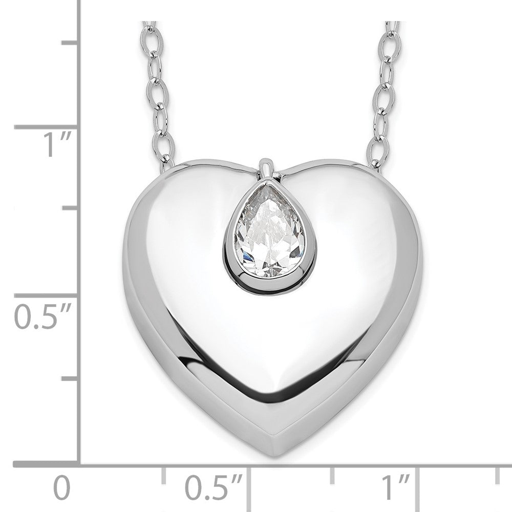 Sterling Silver Sentimental Expressions Rhodium-Plated Cz Missing You Ash Holder 18 Inch Necklace