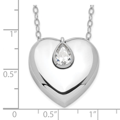 Sterling Silver Sentimental Expressions Rhodium-Plated Cz Missing You Ash Holder 18 Inch Necklace
