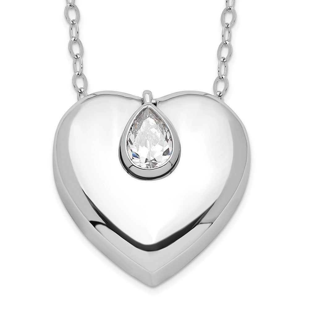 Sterling Silver Sentimental Expressions Rhodium-Plated Cz Missing You Ash Holder 18 Inch Necklace