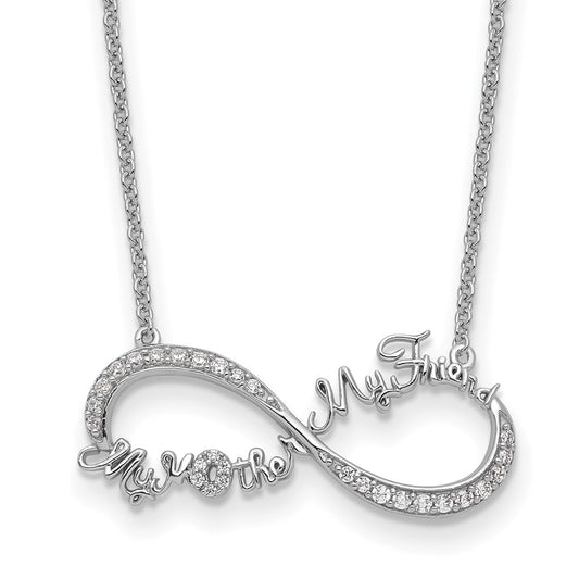 Sterling Silver Sentimental Expressions Rhodium-Plated Cz My Mother Friend 18In Necklace