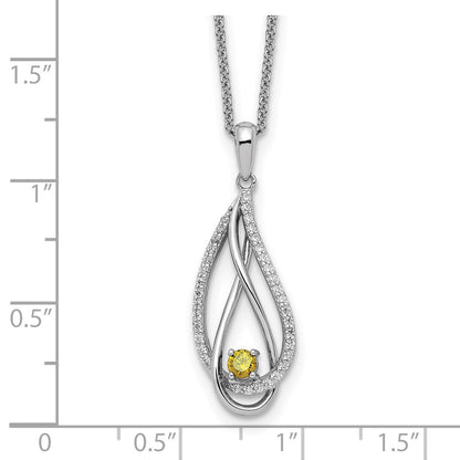 Sterling Silver Sentimental Expressions Rhodium-Plated Nov Cz Always In My Heart Birthstone 18In Necklace
