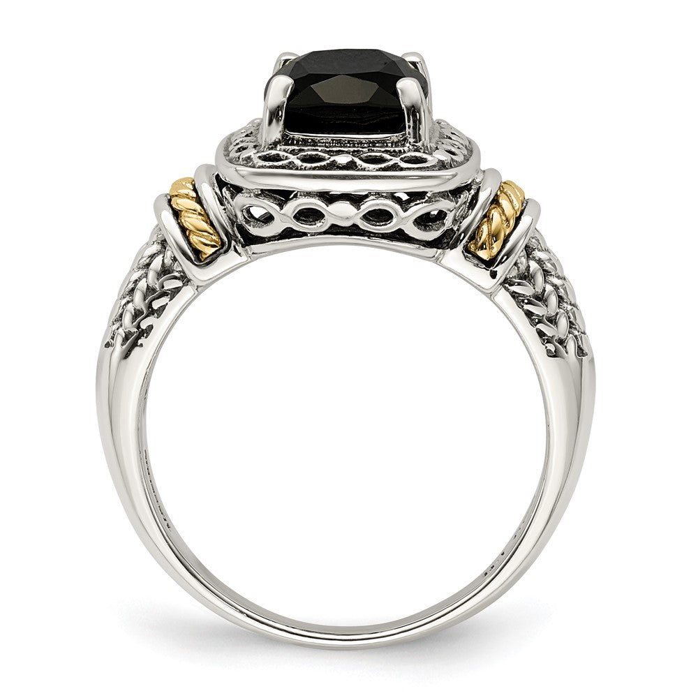 14K/Silver Two Tone Shey Couture Sterling Silver With 14K Accent Antiqued Black Onyx Ring