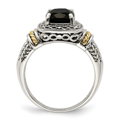 14K/Silver Two Tone Shey Couture Sterling Silver With 14K Accent Antiqued Black Onyx Ring