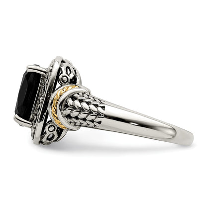 14K/Silver Two Tone Shey Couture Sterling Silver With 14K Accent Antiqued Black Onyx Ring