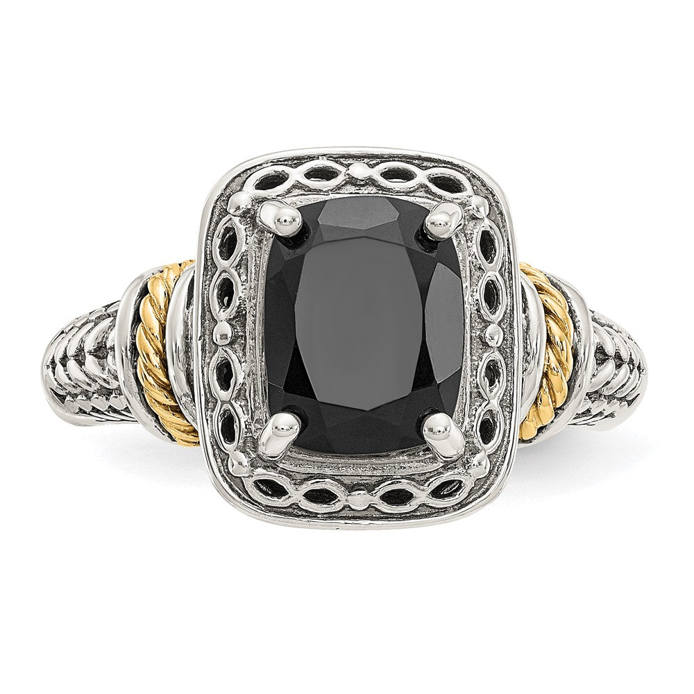14K/Silver Two Tone Shey Couture Sterling Silver With 14K Accent Antiqued Black Onyx Ring
