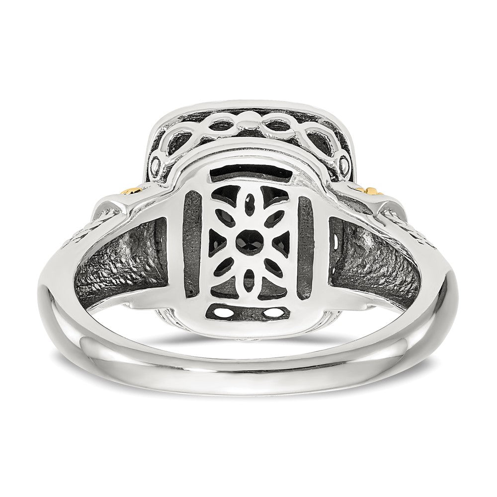 14K/Silver Two Tone Shey Couture Sterling Silver With 14K Accent Antiqued Black Onyx Ring