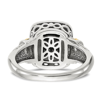 14K/Silver Two Tone Shey Couture Sterling Silver With 14K Accent Antiqued Black Onyx Ring