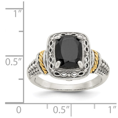 14K/Silver Two Tone Shey Couture Sterling Silver With 14K Accent Antiqued Black Onyx Ring