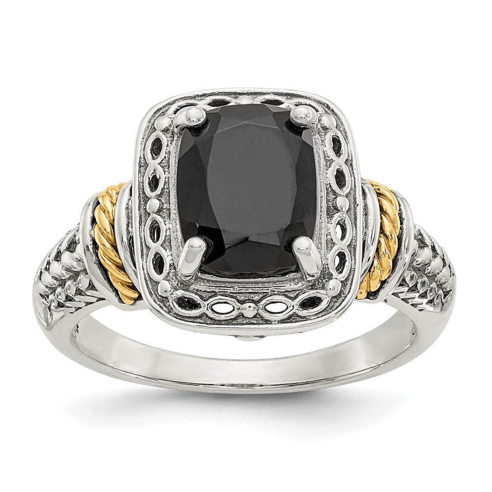 14K/Silver Two Tone Shey Couture Sterling Silver With 14K Accent Antiqued Black Onyx Ring