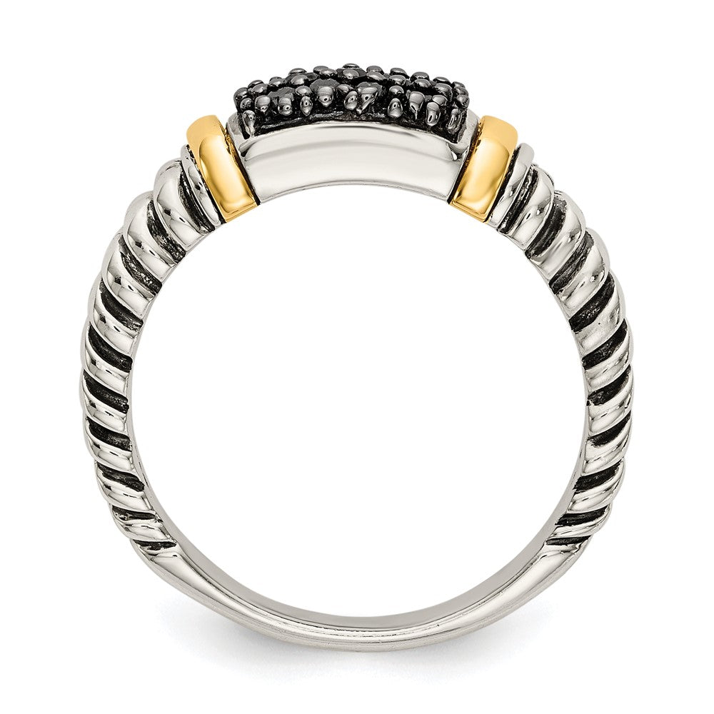 14K/Silver Two Tone Shey Couture Sterling Silver With 14K Accent Antiqued Black Diamond Ring