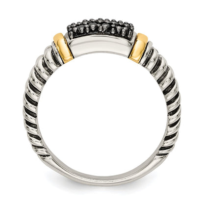 14K/Silver Two Tone Shey Couture Sterling Silver With 14K Accent Antiqued Black Diamond Ring