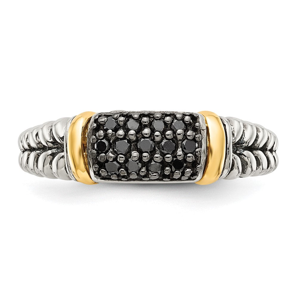 14K/Silver Two Tone Shey Couture Sterling Silver With 14K Accent Antiqued Black Diamond Ring