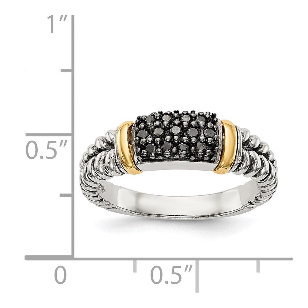 14K/Silver Two Tone Shey Couture Sterling Silver With 14K Accent Antiqued Black Diamond Ring