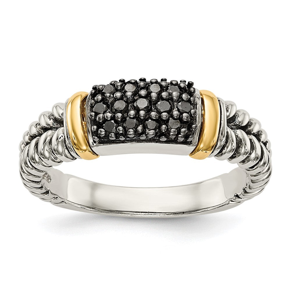 14K/Silver Two Tone Shey Couture Sterling Silver With 14K Accent Antiqued Black Diamond Ring
