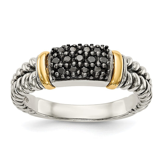 14K/Silver Two Tone Shey Couture Sterling Silver With 14K Accent Antiqued Black Diamond Ring