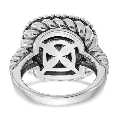 14K/Silver Two Tone Shey Couture Sterling Silver With 14K Accent Antiqued Cabochon Black Onyx Ring