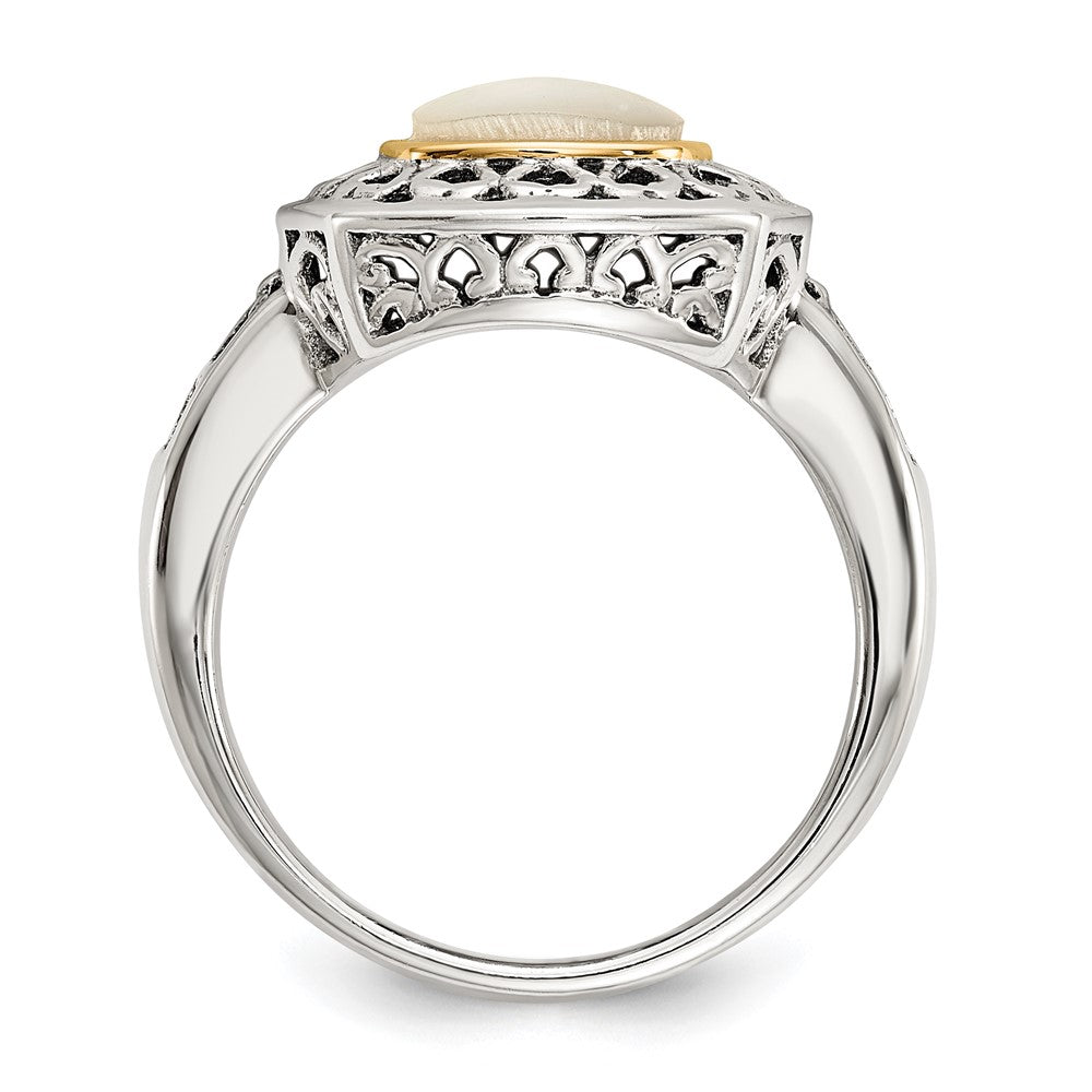 14K/Silver Two Tone Shey Couture Sterling Silver With 14K Accent Antiqued Mother Of Pearl Ring