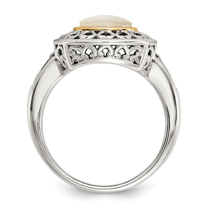 14K/Silver Two Tone Shey Couture Sterling Silver With 14K Accent Antiqued Mother Of Pearl Ring