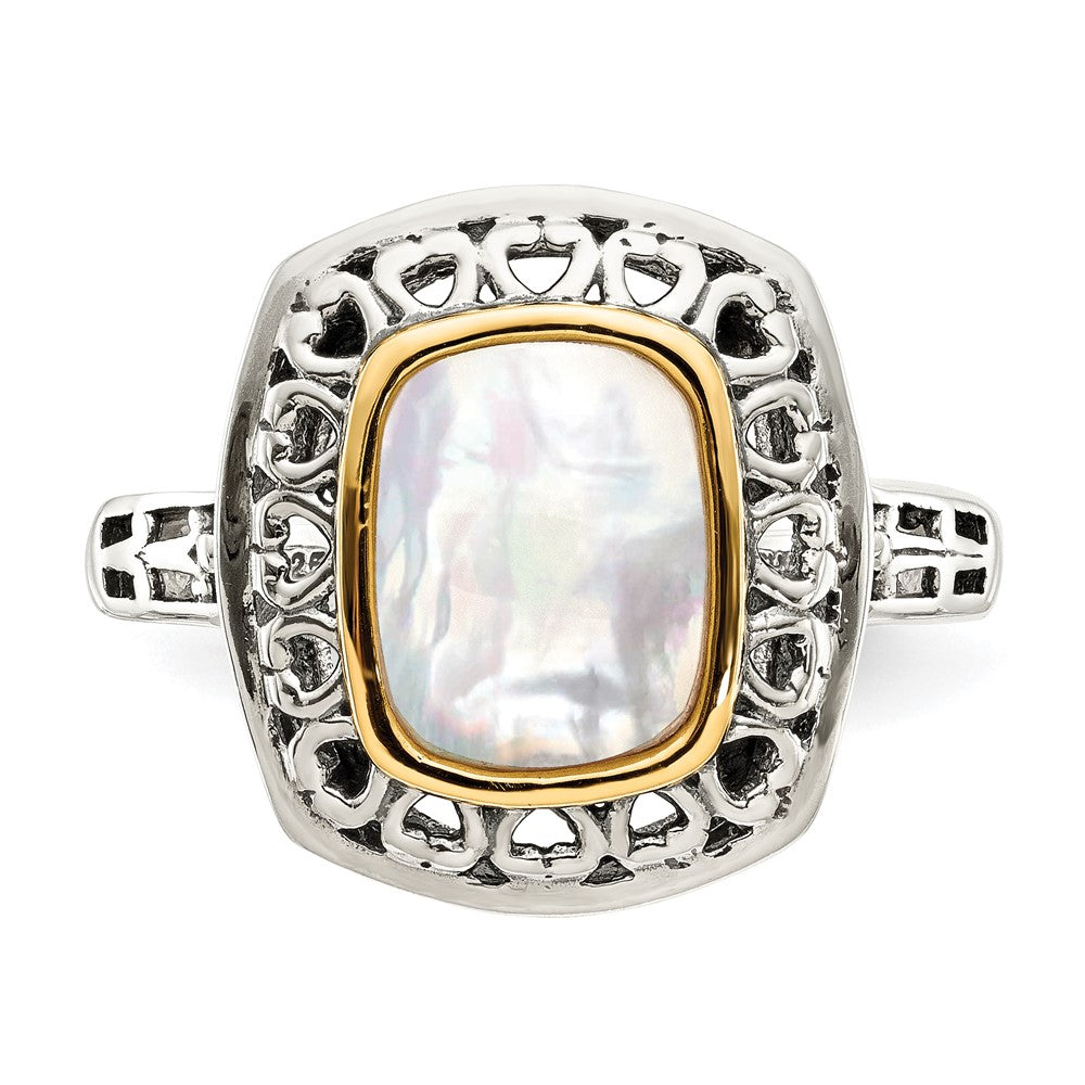 14K/Silver Two Tone Shey Couture Sterling Silver With 14K Accent Antiqued Mother Of Pearl Ring