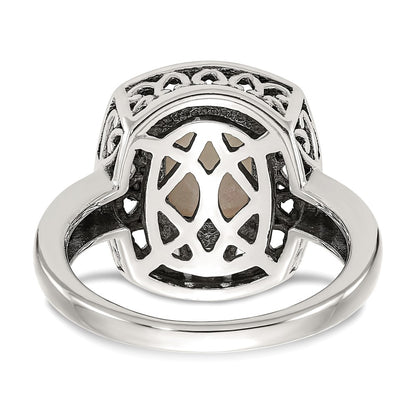 14K/Silver Two Tone Shey Couture Sterling Silver With 14K Accent Antiqued Mother Of Pearl Ring