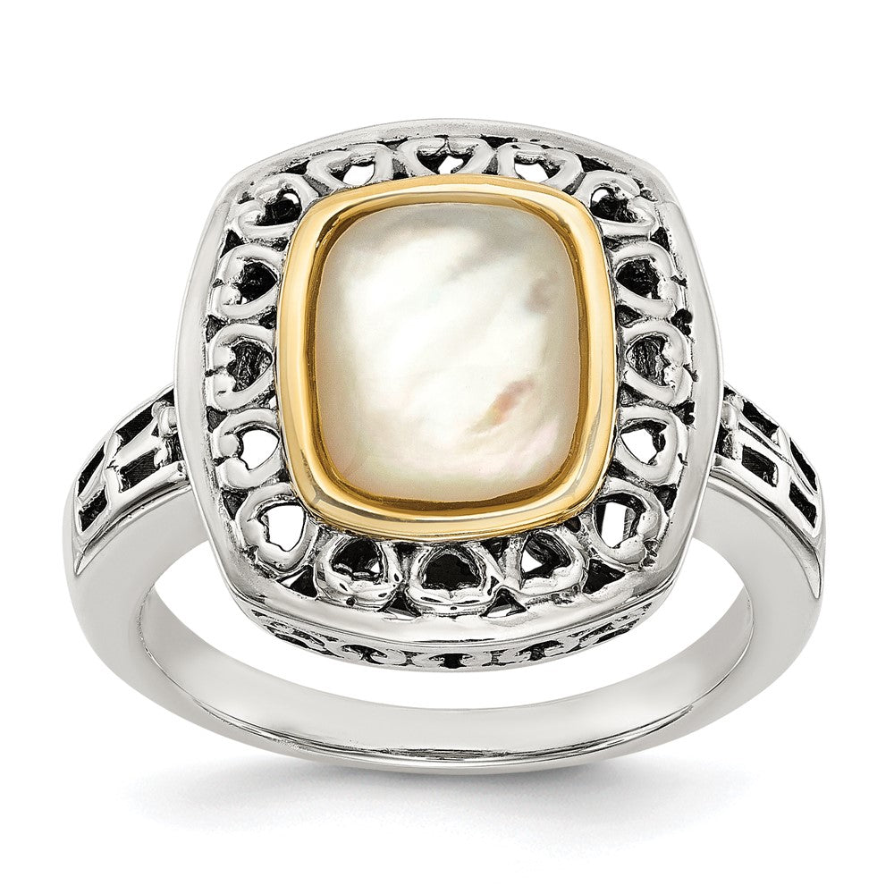 14K/Silver Two Tone Shey Couture Sterling Silver With 14K Accent Antiqued Mother Of Pearl Ring