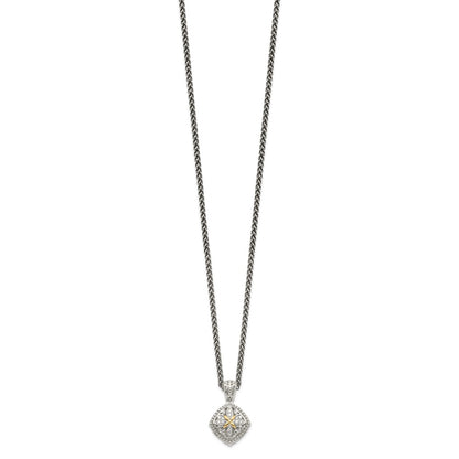 14K/Silver Two Tone Shey Couture Sterling Silver With 14K Accent 18 Inch Diamond Necklace