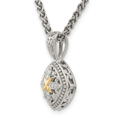 14K/Silver Two Tone Shey Couture Sterling Silver With 14K Accent 18 Inch Diamond Necklace