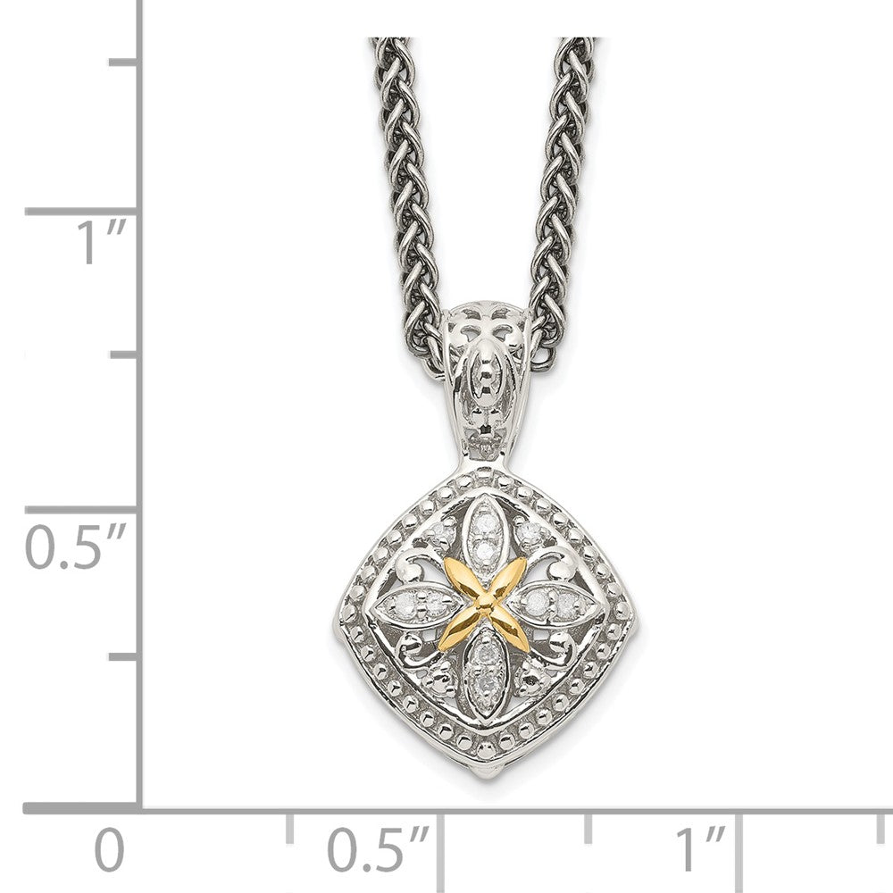 14K/Silver Two Tone Shey Couture Sterling Silver With 14K Accent 18 Inch Diamond Necklace
