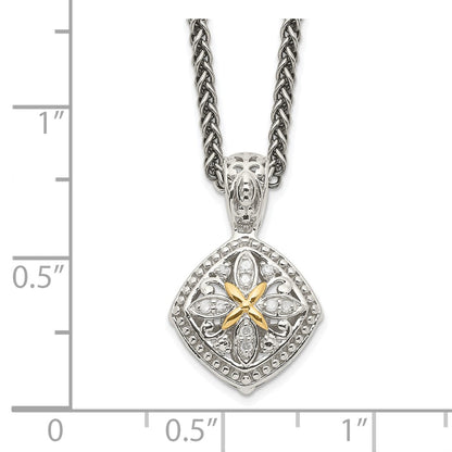 14K/Silver Two Tone Shey Couture Sterling Silver With 14K Accent 18 Inch Diamond Necklace