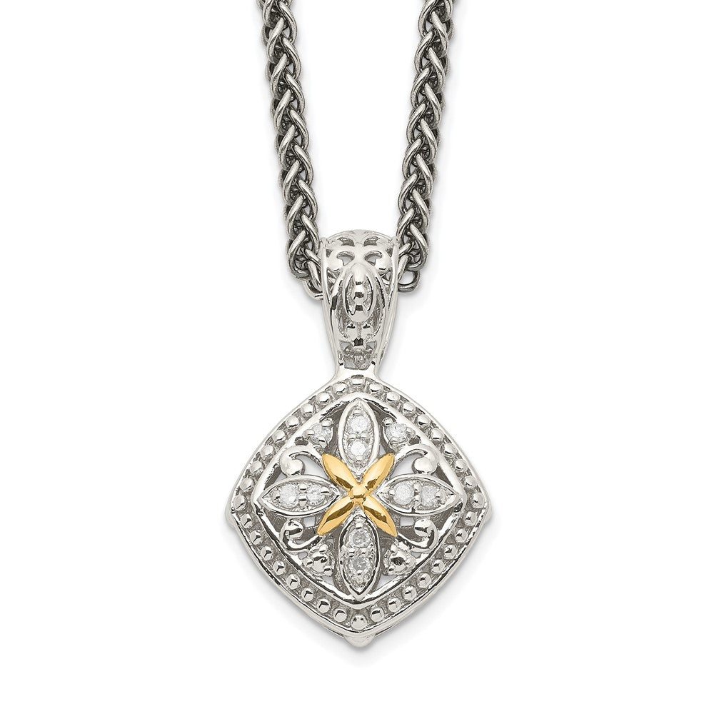 14K/Silver Two Tone Shey Couture Sterling Silver With 14K Accent 18 Inch Diamond Necklace