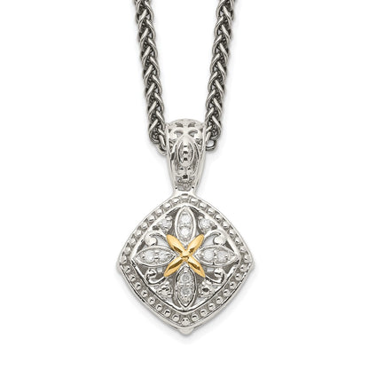 14K/Silver Two Tone Shey Couture Sterling Silver With 14K Accent 18 Inch Diamond Necklace