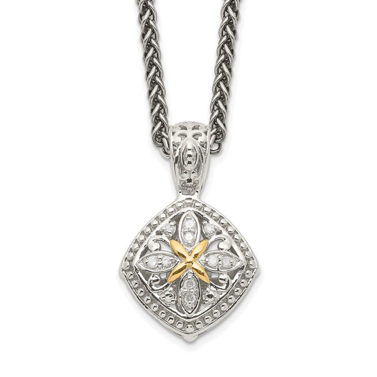 14K/Silver Two Tone Shey Couture Sterling Silver With 14K Accent 18 Inch Diamond Necklace