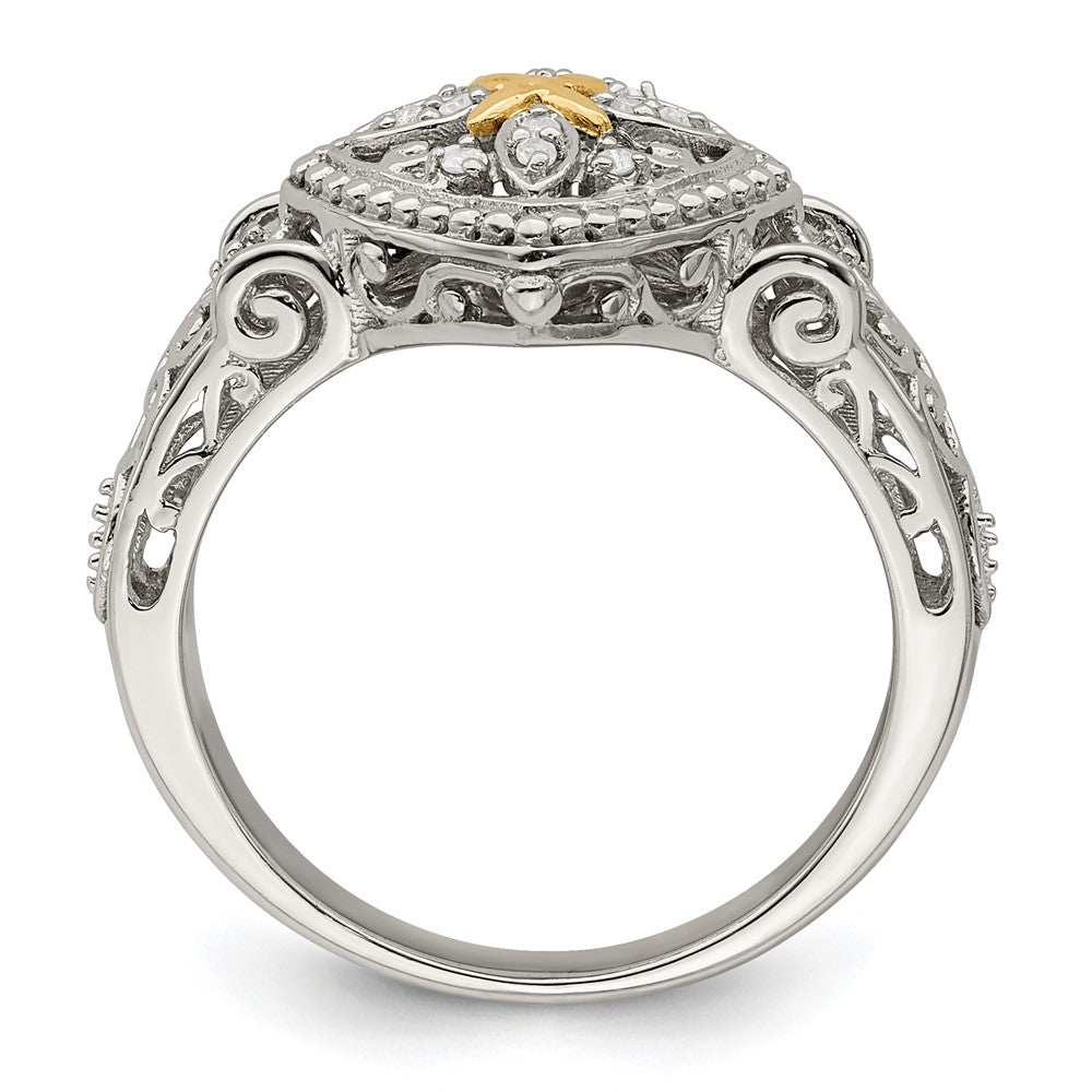 14K/Silver Two Tone Shey Couture Sterling Silver Rhodium Plated With 14K Accent Diamond Ring