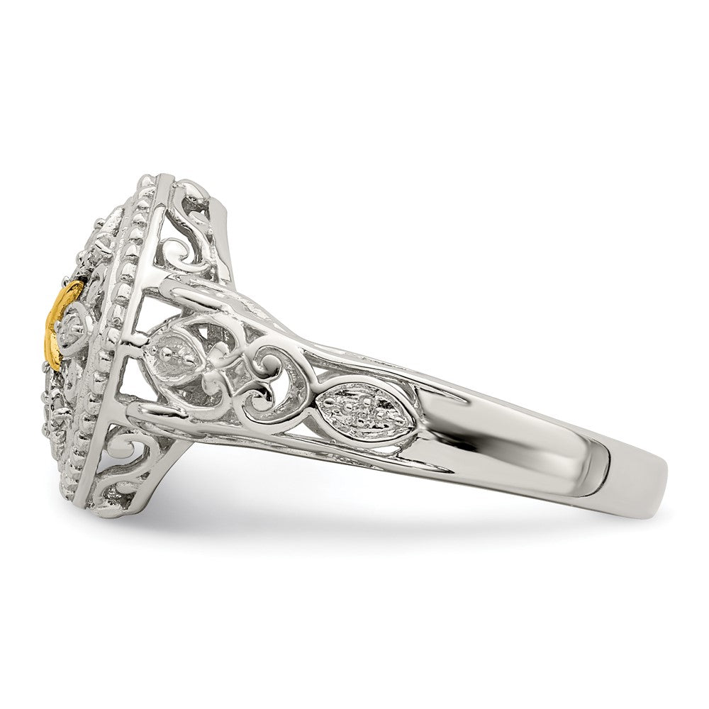 14K/Silver Two Tone Shey Couture Sterling Silver Rhodium Plated With 14K Accent Diamond Ring