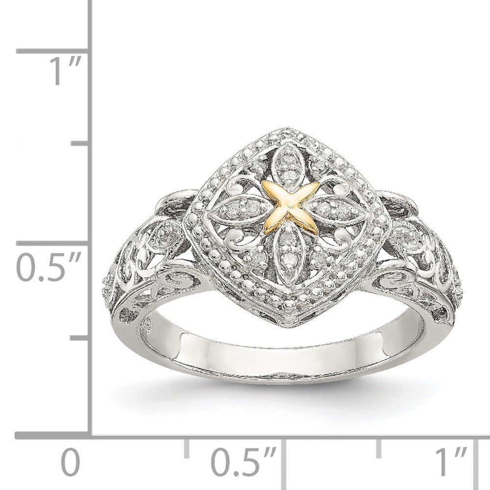 14K/Silver Two Tone Shey Couture Sterling Silver Rhodium Plated With 14K Accent Diamond Ring