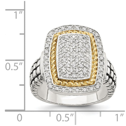 14K/Silver Two Tone Shey Couture Sterling Silver With 14K Accent Diamond Ring