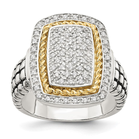 14K/Silver Two Tone Shey Couture Sterling Silver With 14K Accent Diamond Ring