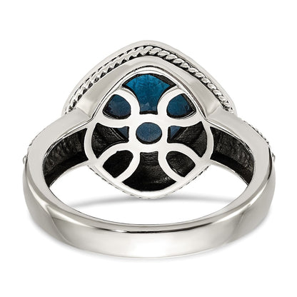 14K/Silver Two Tone Shey Couture Sterling Silver With 14K Accent Antiqued London Blue Topaz Ring (Size 8 Only)