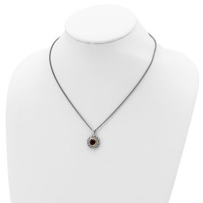 14K/Silver Two Tone Shey Couture Sterling Silver With 14K Accent 18 Inch Antiqued Round Garnet Necklace
