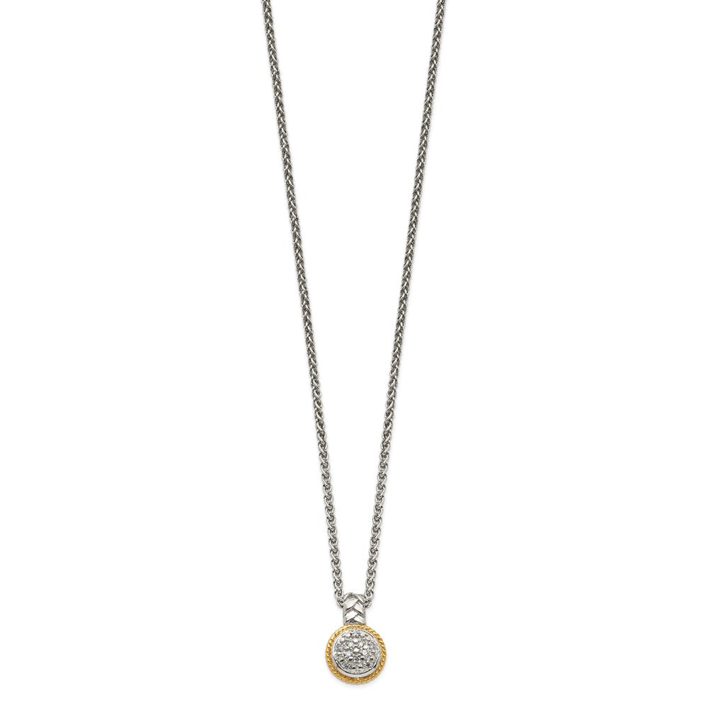14K/Silver Two Tone Shey Couture Sterling Silver Rhodium Plated With 14K Accent 18 Inch Polished Diamond Necklace
