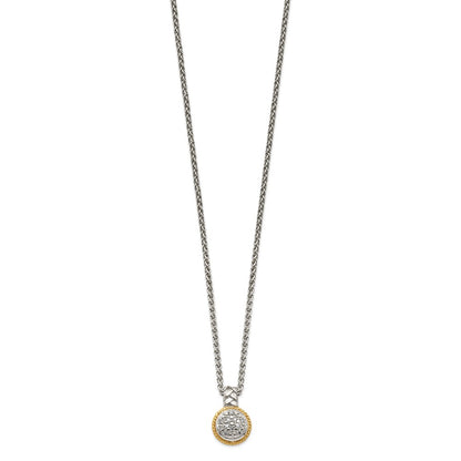 14K/Silver Two Tone Shey Couture Sterling Silver Rhodium Plated With 14K Accent 18 Inch Polished Diamond Necklace