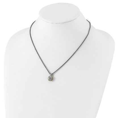 14K/Silver Two Tone Shey Couture Sterling Silver Rhodium Plated With 14K Accent 18 Inch Polished Diamond Necklace