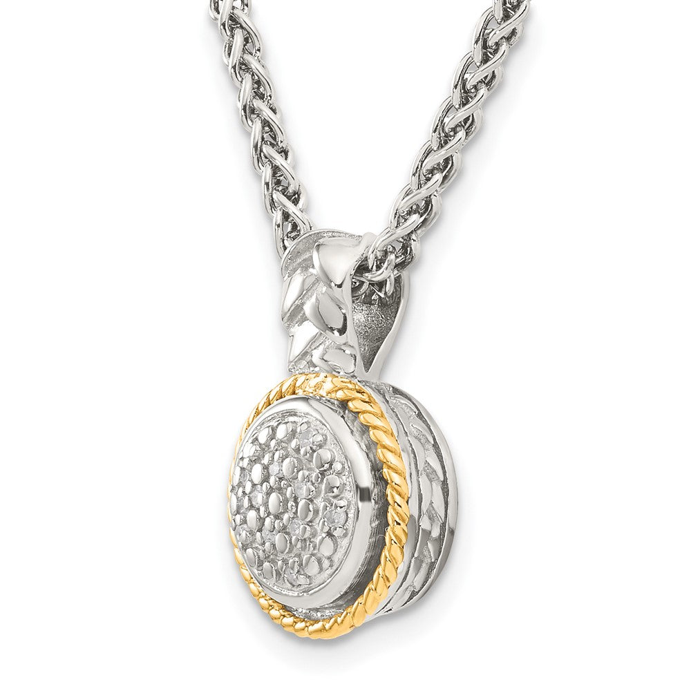 14K/Silver Two Tone Shey Couture Sterling Silver Rhodium Plated With 14K Accent 18 Inch Polished Diamond Necklace
